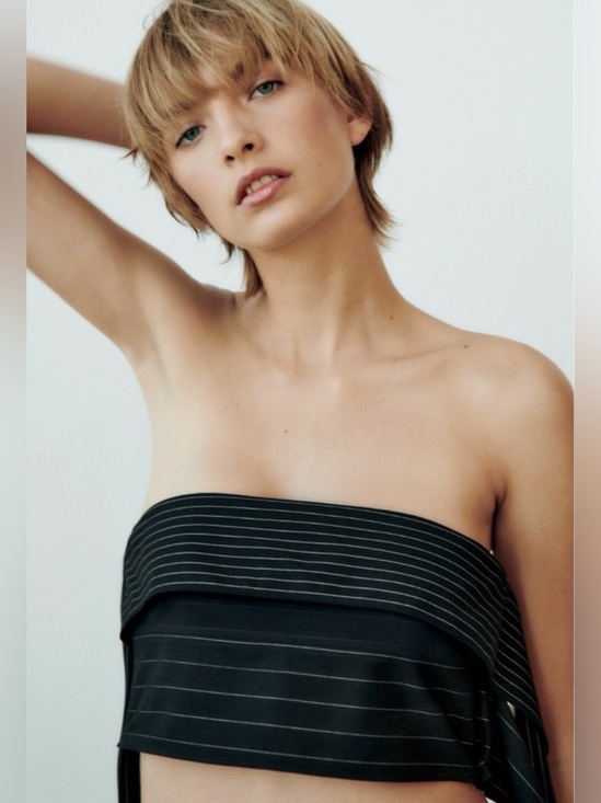 Zara Tops - ZARA STRAPLESS MULTI-POSITIONAL TIE CROP TOP